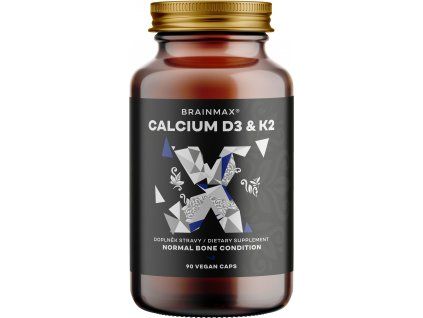 BrainMax Calcium D3 & K2, kalcij z vitaminom D3 & K2, 90 rastlinskih kapsul