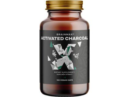 BrainMax Activated Charcoal, aktivno oglje iz kokosovih lupin, 575 mg, 100 vegetarijanskih kapsul