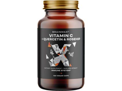BrainMax Vitamin C & Quercetin, Rose Hip, 100 rastlinskih kapsul