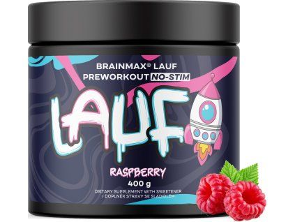 BrainMax LAUF® Preworkout, brez kofeina, malina, 400 g